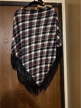 Plaid Fringe Tartan Fall Preppy Poncho